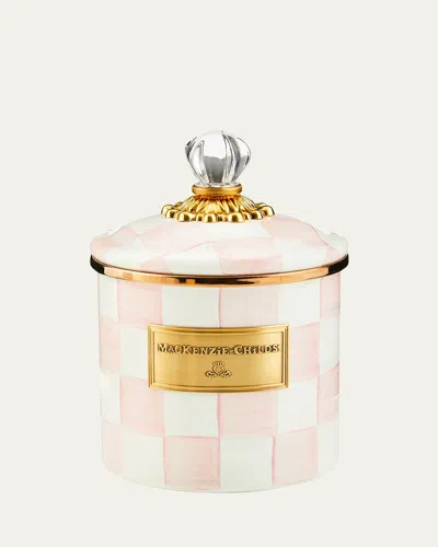 MACKENZIE-CHILDS ROSY CHECK ENAMEL CANISTER, SMALL