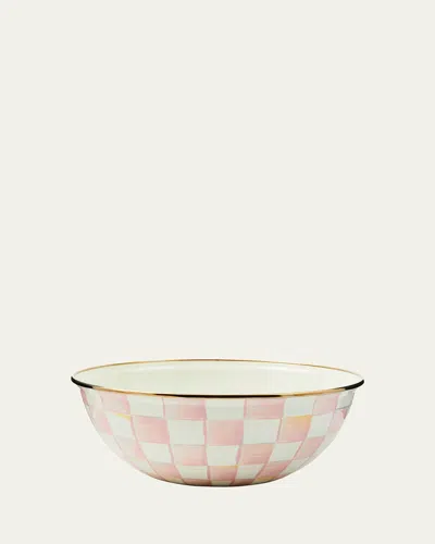 Mackenzie-childs Rosy Check Enamel Everyday Bowl, Medium In Pink