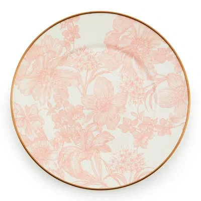Mackenzie-childs Rosy Check Enamel Salad/dessert Plate In White;pink