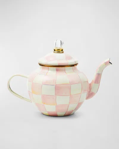 Mackenzie-childs Rosy Check Enamel Teapot, 4 Cup In Multi