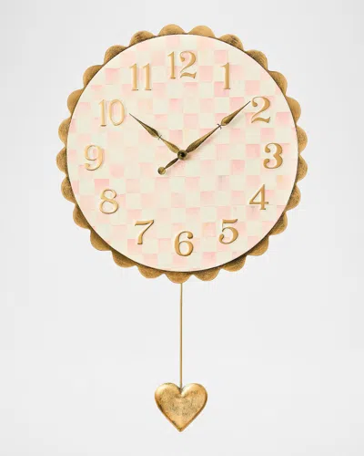 Mackenzie-childs Rosy Check Heart Pendant Wall Clock In Multi
