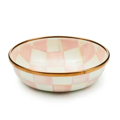 Mackenzie-childs Rosy Check Relish Dish In White;pink