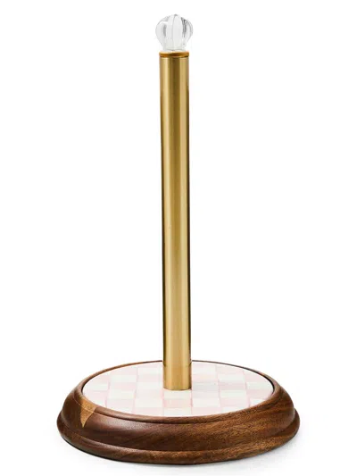 Mackenzie-childs Rosy Check Wood Paper Towel Holder