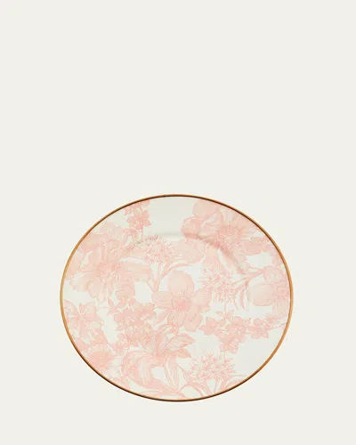 Mackenzie-childs Rosy English Garden Enamel Salad/dessert Plate In Pink