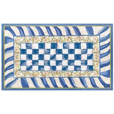 Mackenzie-childs Royal Check Truly Washable Rug In Blue,beige,white