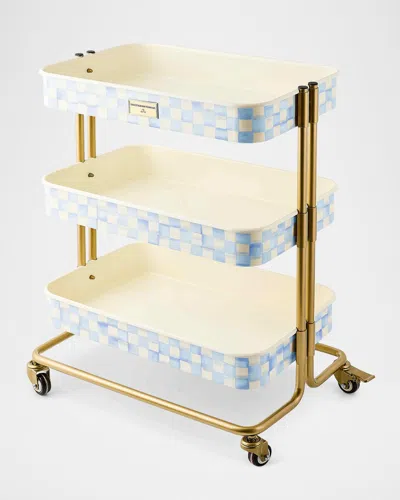 Mackenzie-childs Sky Check 3-tier Kitchen Cart In Multi