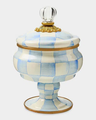 Mackenzie-childs Sky Check Curiosity Pot In Blue