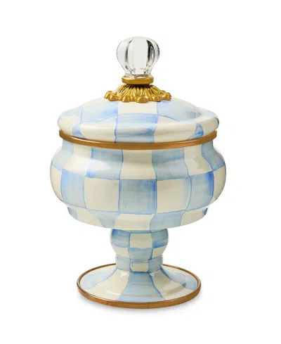 Mackenzie-childs Sky Check Curiosity Pot In Blue