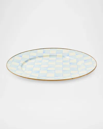 Mackenzie-childs Sky Check Hand-painted Charger Plate In Blue