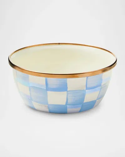 Mackenzie-childs Sky Check Hand-painted Enamel Pinch Bowl In Blue