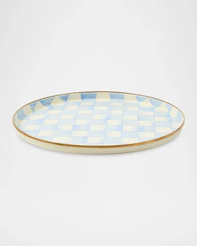 Mackenzie-childs Sky Check Hand-painted Enamel Plate In Blue