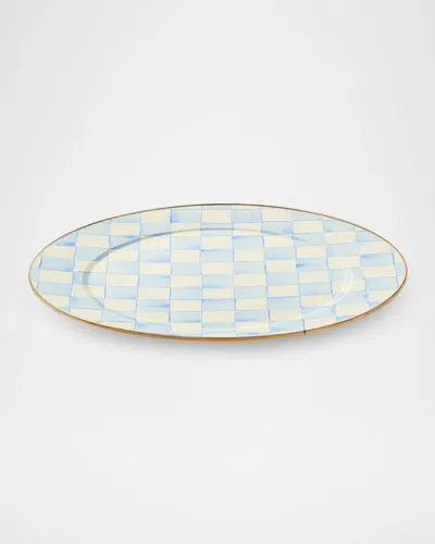 Mackenzie-childs Sky Check Hand-painted Enamel Plate In Blue