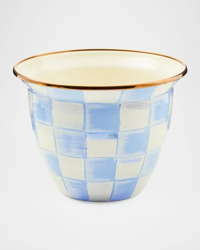Mackenzie-childs Sky Check Large Flower Pot In Blue