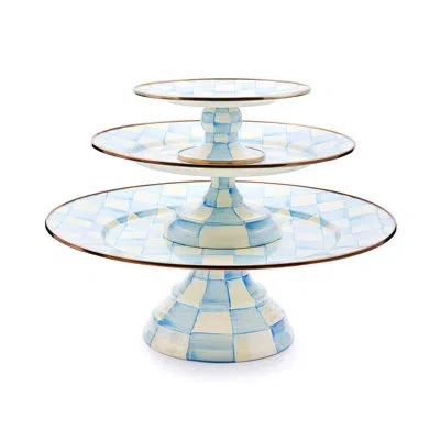 Mackenzie-childs Sky Check Large Pedestal Platter In Blue