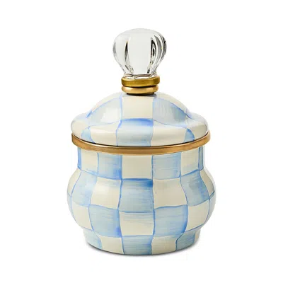 Mackenzie-childs Sky Check Lidded Sugar Bowl In Blue