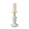 Mackenzie-childs Sky Check Medium Pillar Candlestick In Blue