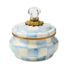Mackenzie-childs Sky Check Squashed Pot In Blue