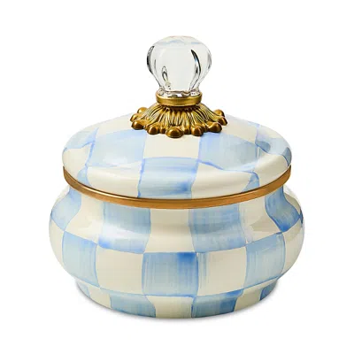 Mackenzie-childs Sky Check Squashed Pot In Blue