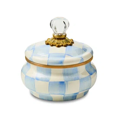 Mackenzie-childs Sky Check Squashed Pot In Blue