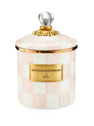 MACKENZIE-CHILDS SMALL ROSY CHECK ENAMEL CANISTER
