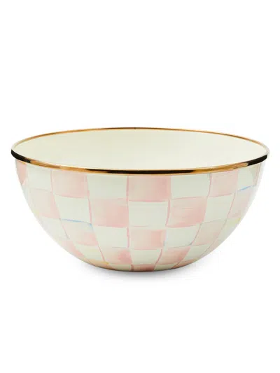 Mackenzie-childs Small Rosy Check Enamel Everyday Bowl In Pink