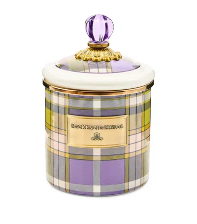 Mackenzie-childs Small Steel Violet Check Canister In Purple