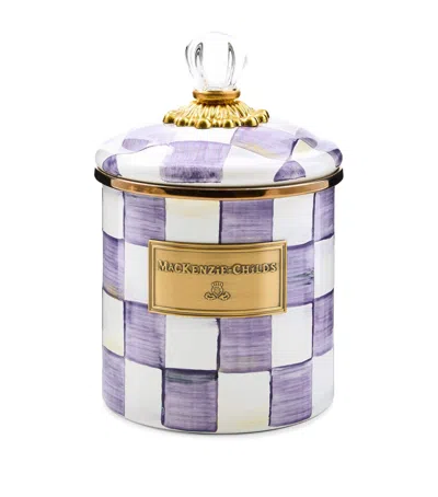 Mackenzie-childs Small Violet Check Canister In Purple