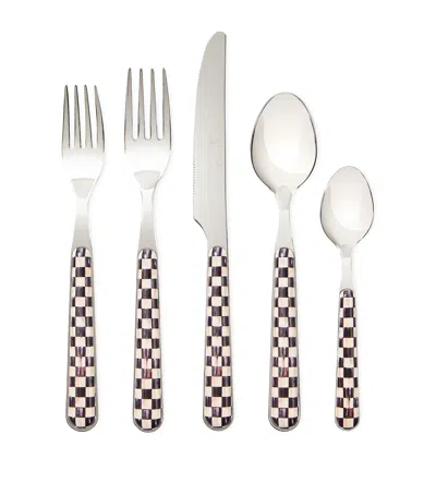 Mackenzie-childs Stainless Steel Courtly Check Bistro 5-piece Cutlery Set In Multi