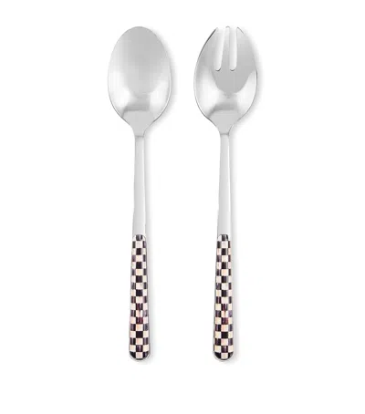 Mackenzie-childs Stainless Steel Courtly Check Bistro Salad Serving Set In Animal Print