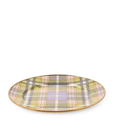 Mackenzie-childs Steel Tartan Violet Charge Plate In Multi
