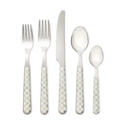 Mackenzie-childs Sterling Check Bistro Flatware 5 Piece Place Setting