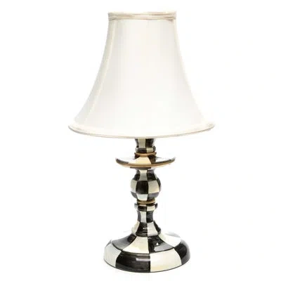 Mackenzie-childs Sterling Check Candlestick Lamp In Black,white,gold
