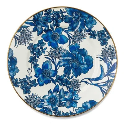 Mackenzie-childs Sterling Check Enamel Dinner Plate In Blue,white