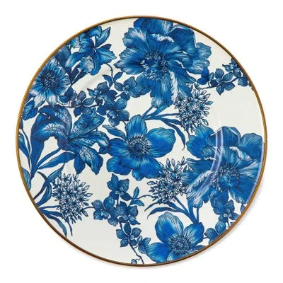 Mackenzie-childs Sterling Check Enamel Salad/dessert Plate In Blue,white