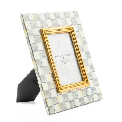 Mackenzie-childs Sterling Check Frame In White;gray;gold