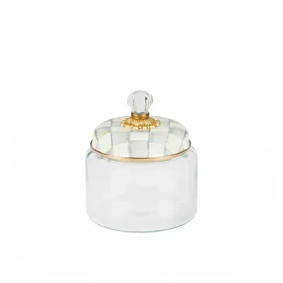 Mackenzie-childs Sterling Check Kitchen Canister In White,gold,gray