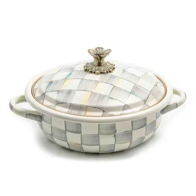 Mackenzie-childs Sterling Check Medium Casserole In Bronze;antique Brass;white;gray