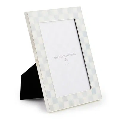 Mackenzie-childs Sterling Check Plated 5"x7" Frame In Blue;white