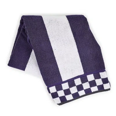 Mackenzie-childs Sterling Check Plum Stripe Bath Towel In Purple,white