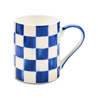 Mackenzie-childs Sterling Check Porcelain Mug In Blue,white