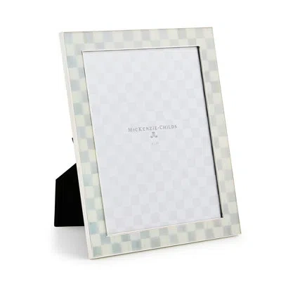 Mackenzie-childs Sterling Check Silver Plated Frame In Silver,gray,white
