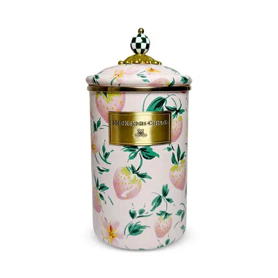 Mackenzie-childs Strawberry Large Canister In White