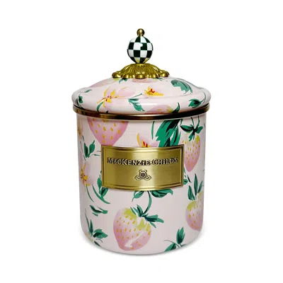 Mackenzie-childs Strawberry Small Canister In Pink
