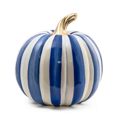 Mackenzie-childs Royal Stripe Medium Pumpkin In Blue