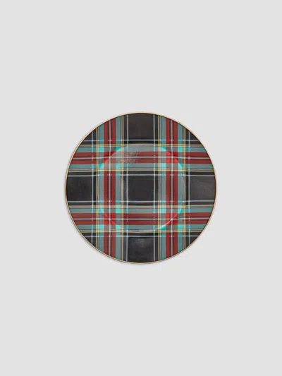 Mackenzie-childs Tartan Black Dinner Plate In Multi