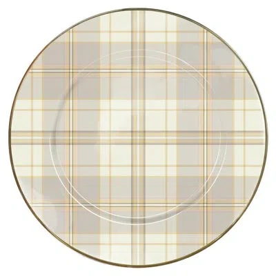 Mackenzie-childs Tartan Latte Salad Plate In Gray;ivory