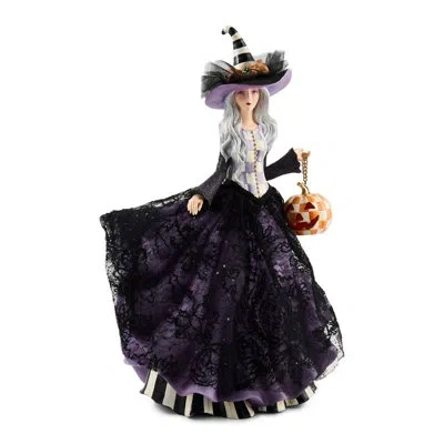 Mackenzie-childs The Pumpkin Belle Witch Illuminated Figurine In Purple