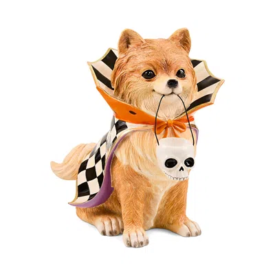 Mackenzie-childs Trick Or Treat Pomeranian Dog Figurine In Brown