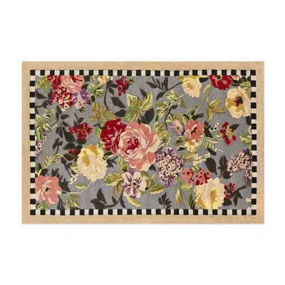 Mackenzie-childs Tudor Rose Washable Rug In Pink;green