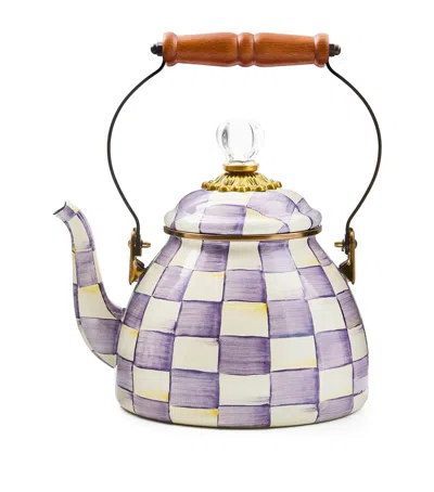 Mackenzie-childs Violet Check 2-quart Tea Kettle In Purple